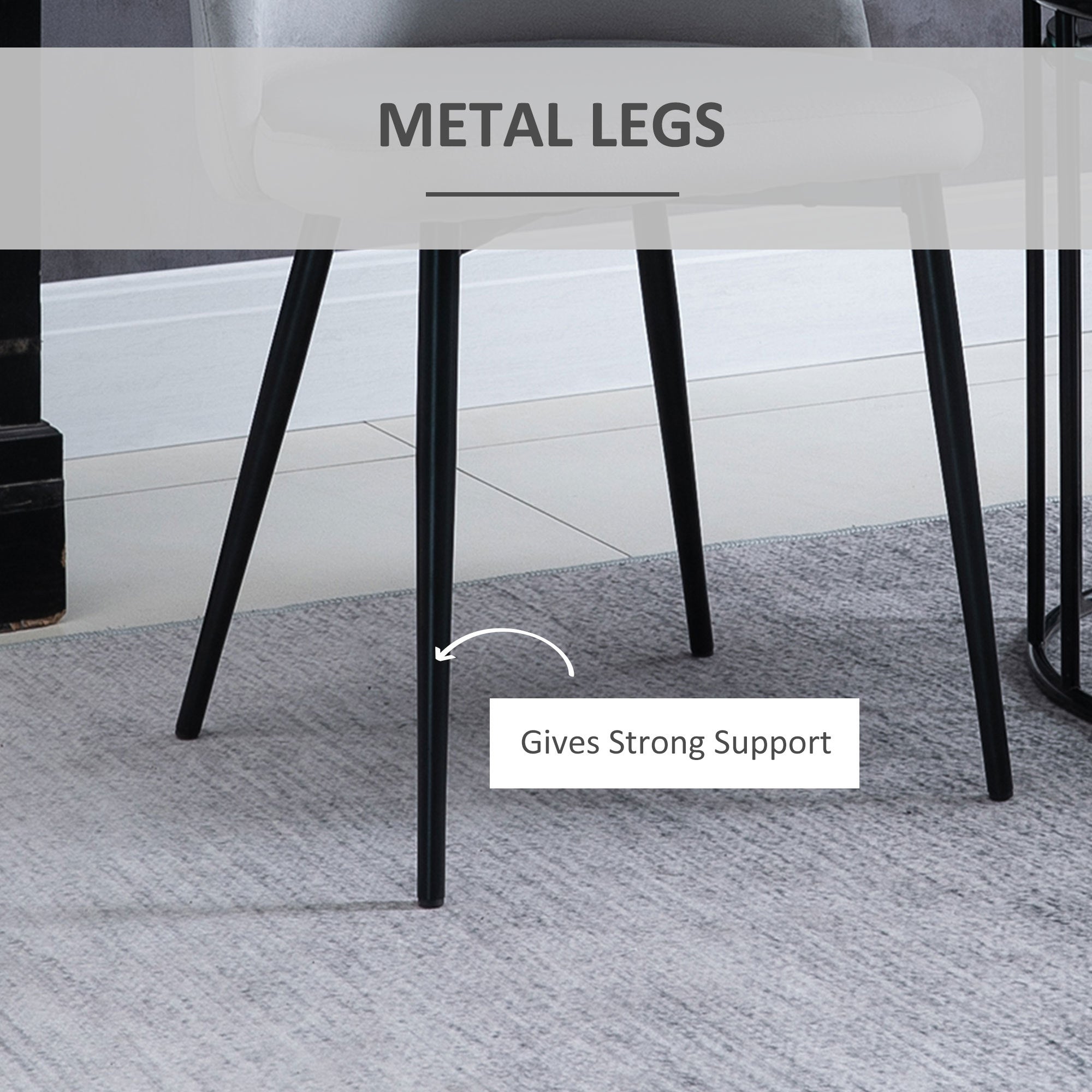 Dylan Set of 2 Mid-Back Velvet-Touch Dining Chairs-Grey