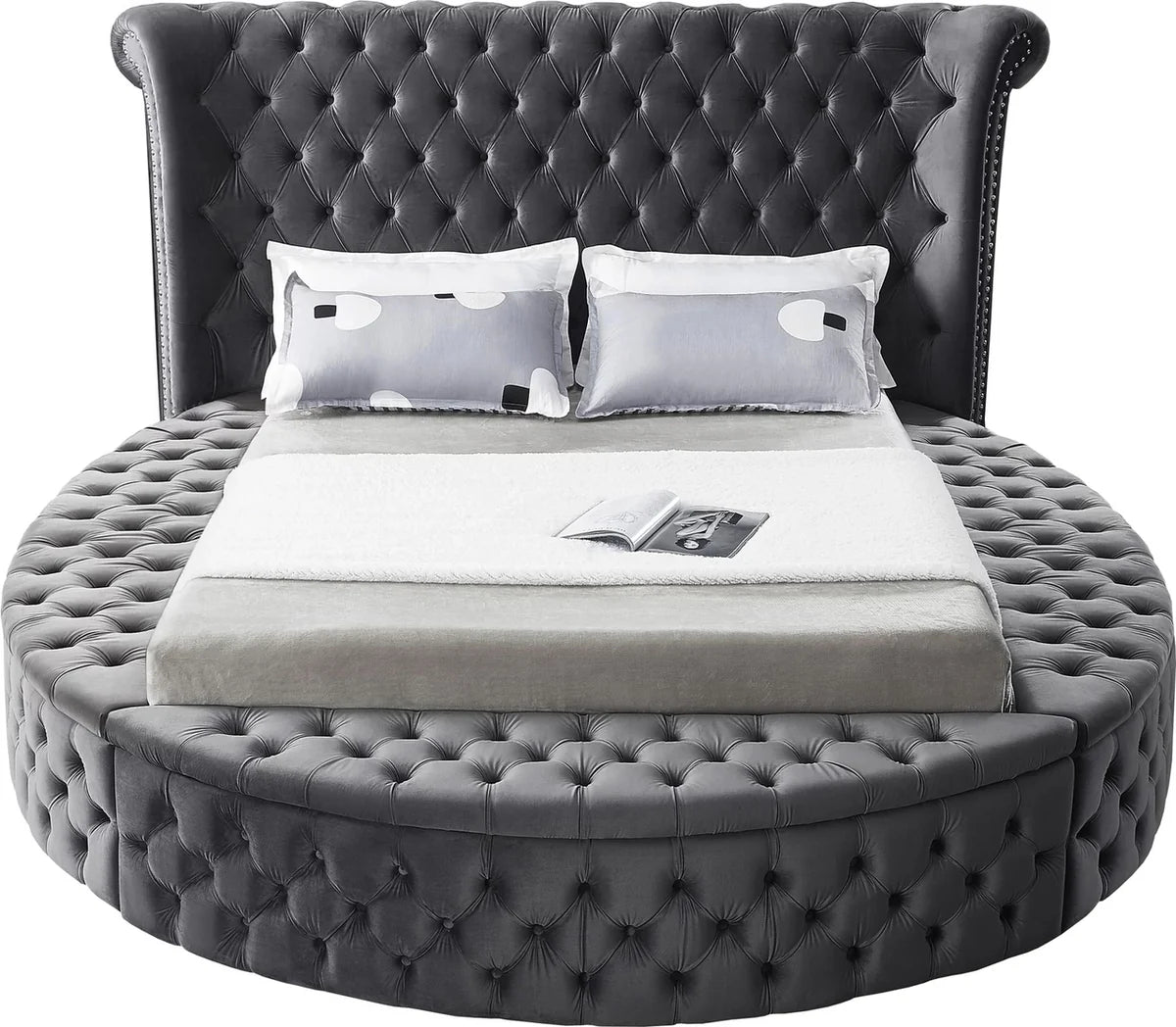Hazel Round Storage Bed in Grey