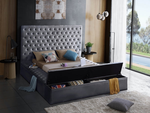 Grey Velvet Storage Bed - IF-5790