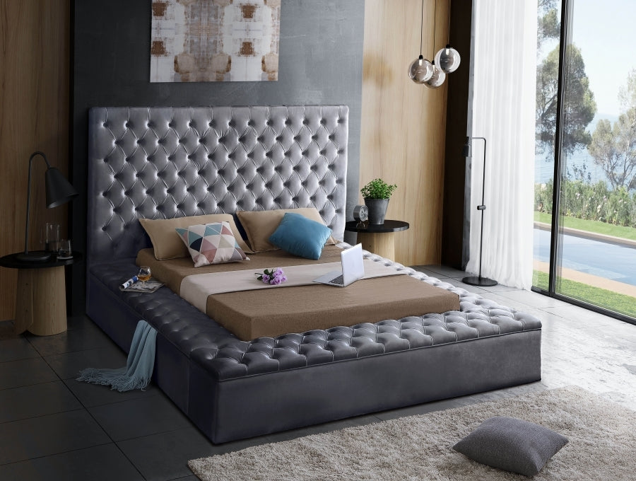 Grey Velvet Storage Bed - IF-5790