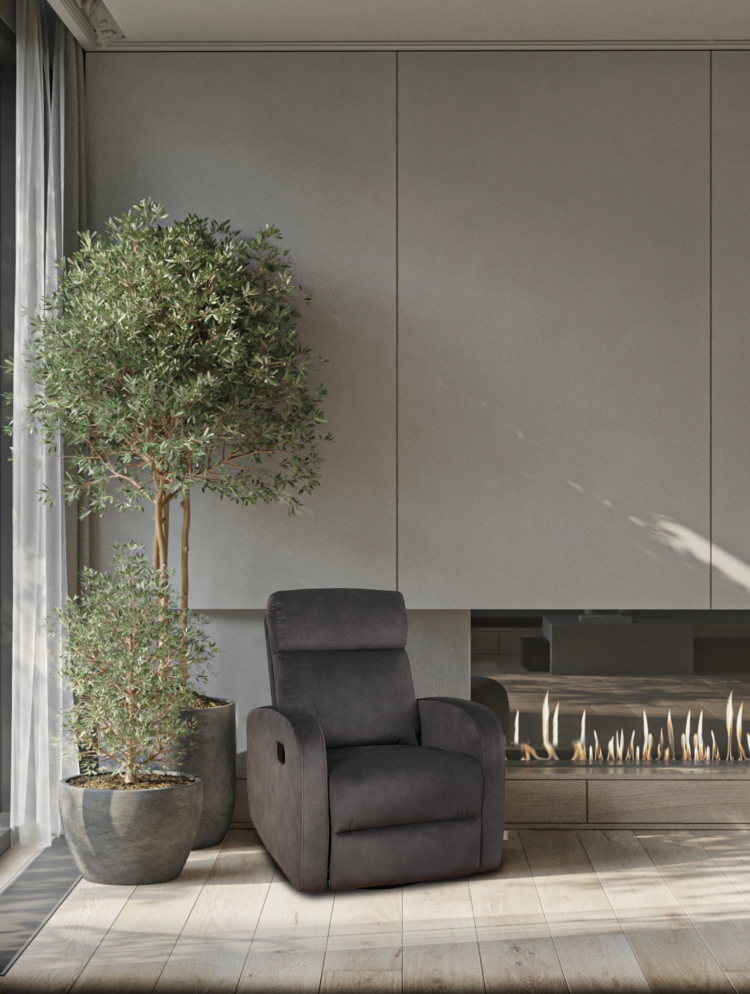 Charcoal Swivel Recliner - IF-6336