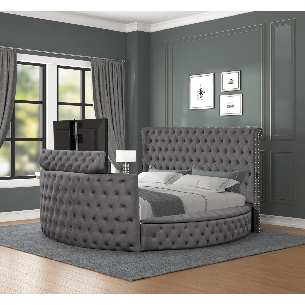 Maya TV Storage Bed in Grey