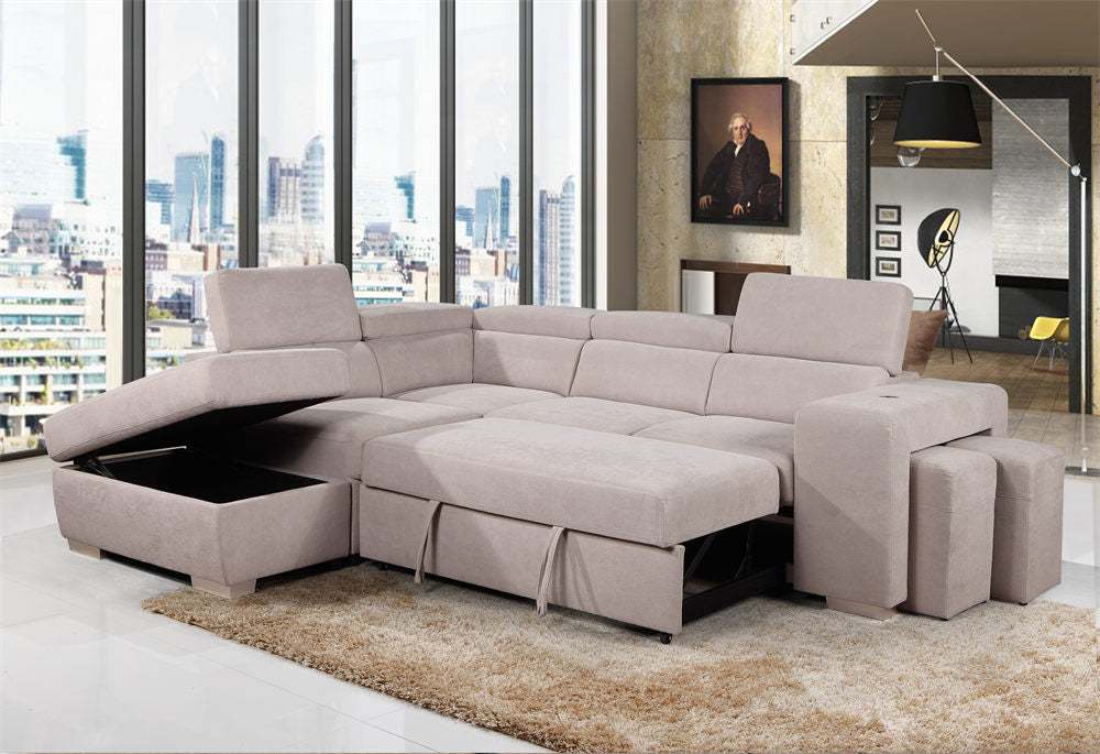 Tania Sleeper Sectional in Beige