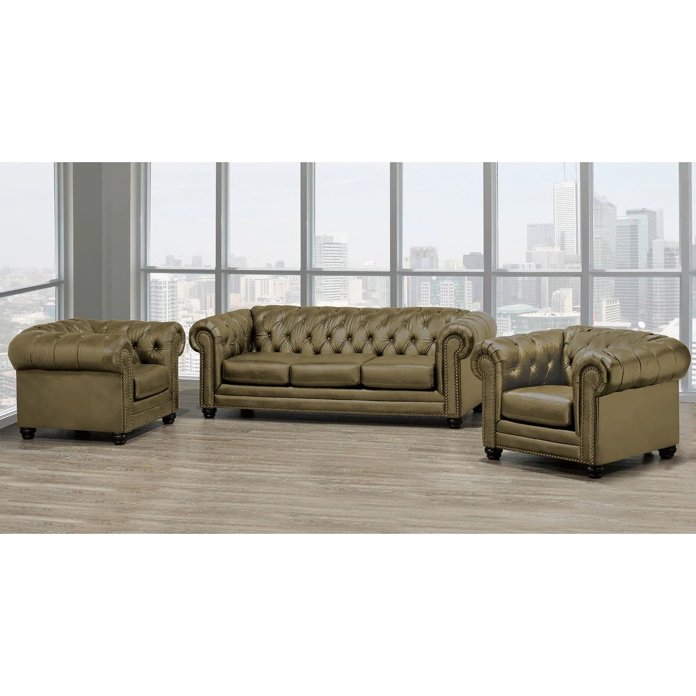 Regent 3pc Genuine Leather Sofa Set 🍁