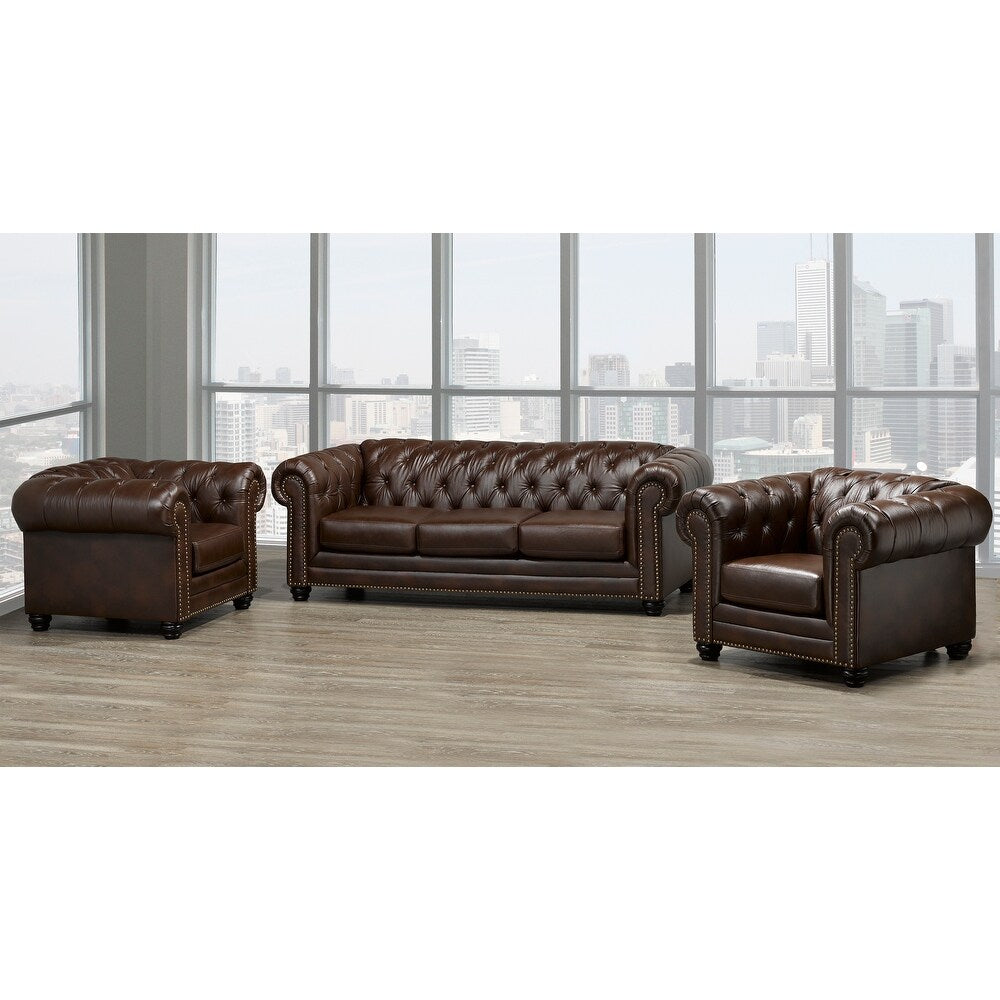 Regent 3pc Genuine Leather Sofa Set 🍁