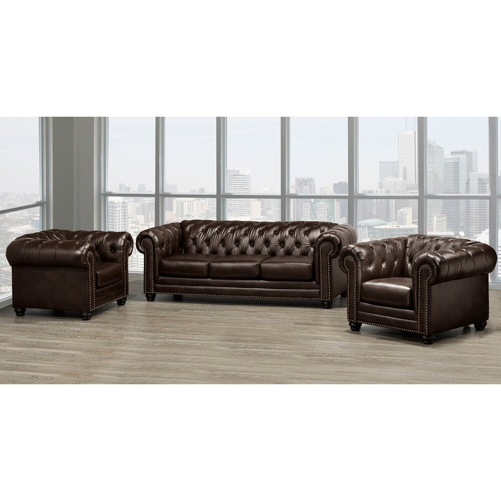 Regent 3pc Genuine Leather Sofa Set 🍁