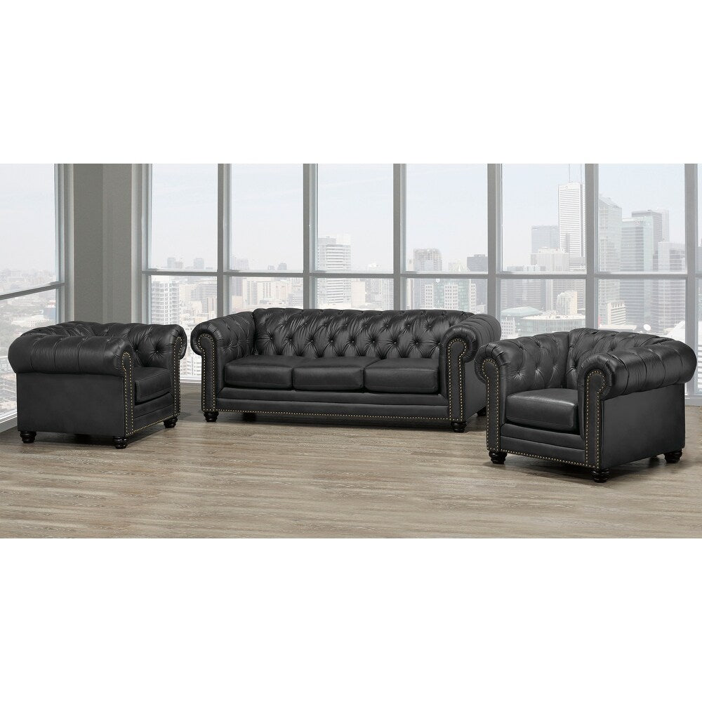 Regent 3pc Genuine Leather Sofa Set 🍁