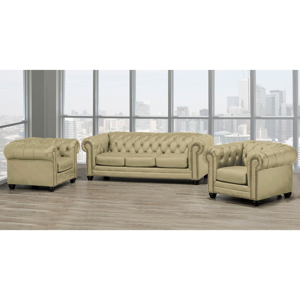 Regent 3pc Genuine Leather Sofa Set 🍁