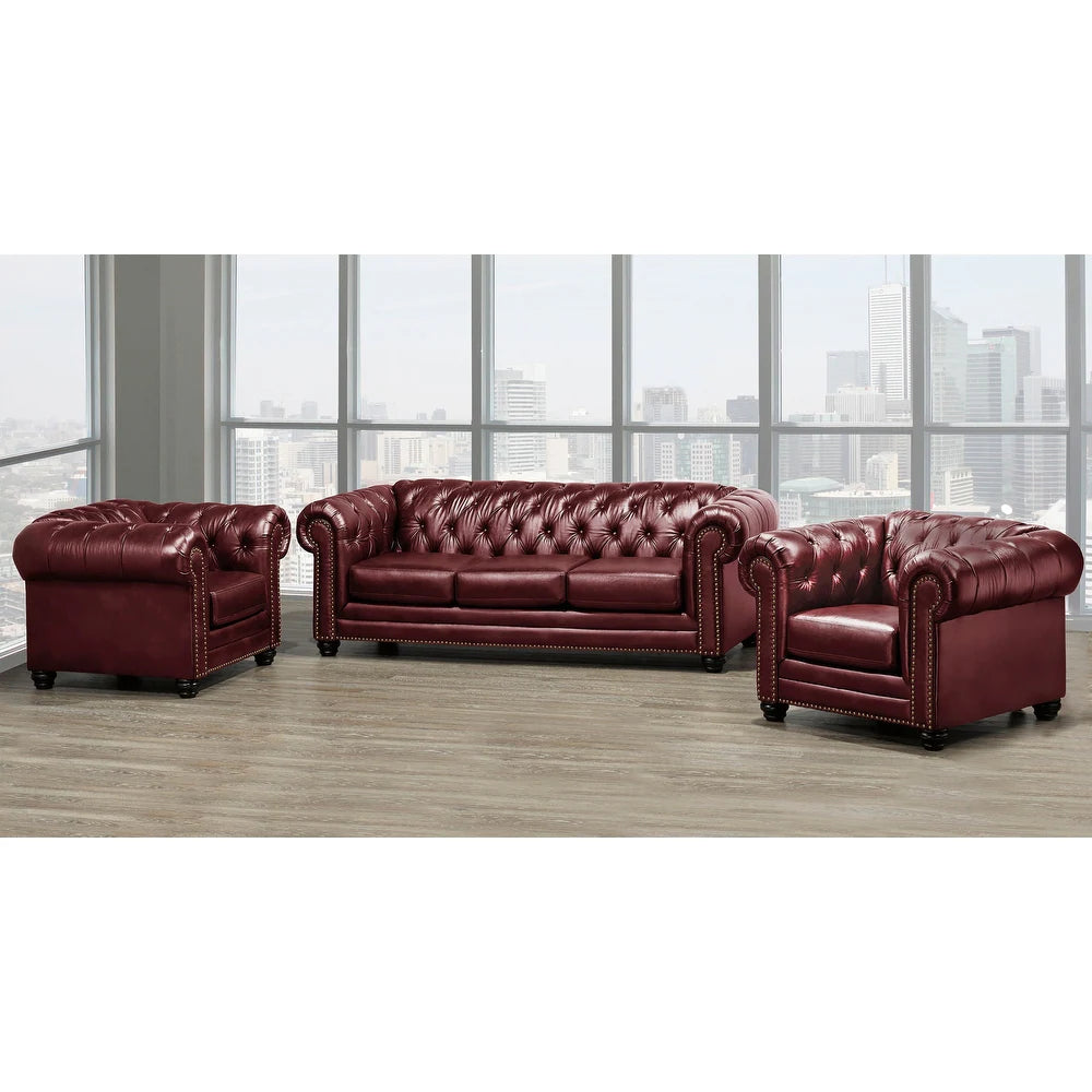 Regent 3pc Genuine Leather Sofa Set 🍁
