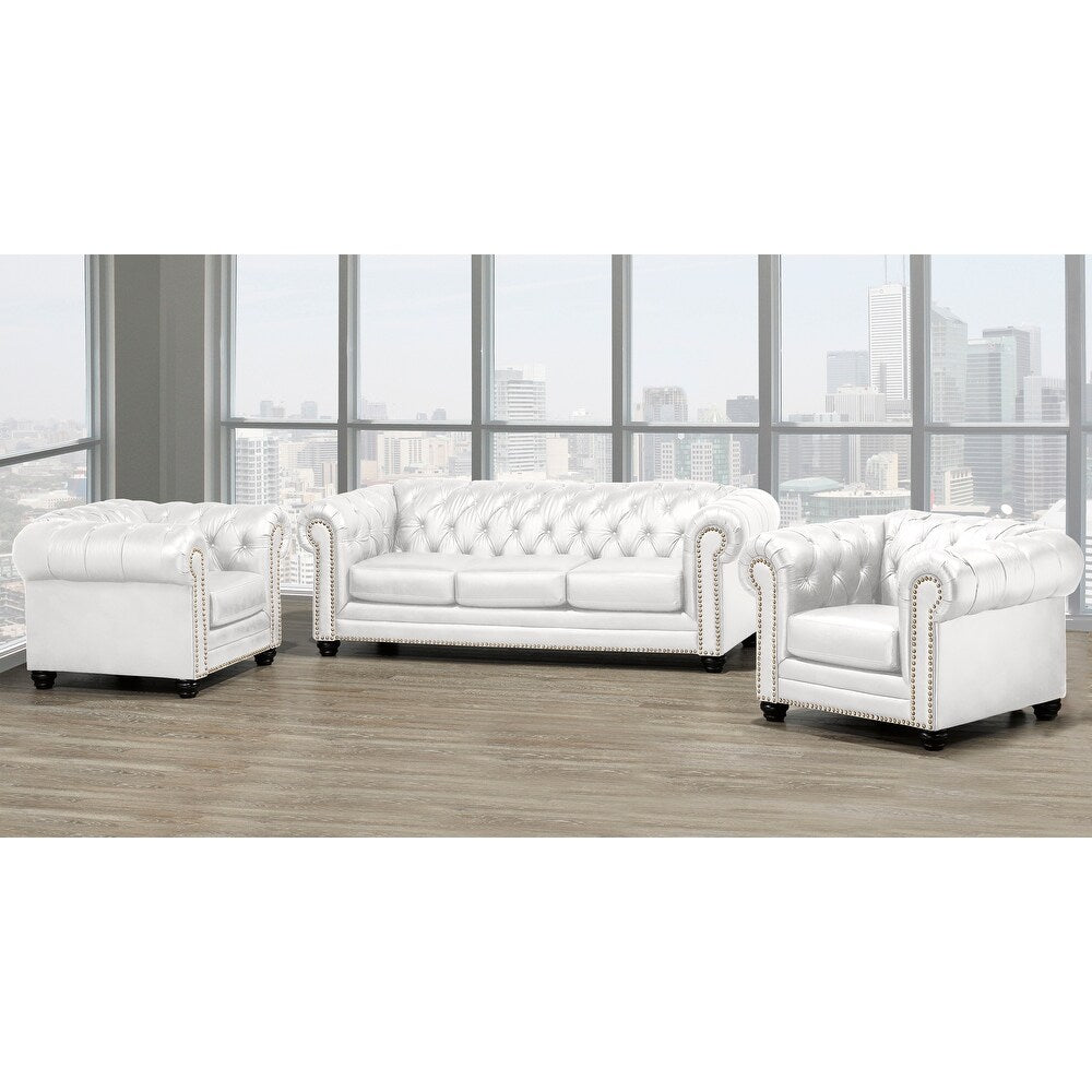 Regent 3pc Genuine Leather Sofa Set 🍁