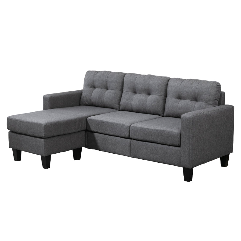 Gray sectional sofa on a white background