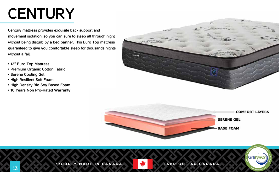 Century 12" Euro Top Mattress 🍁