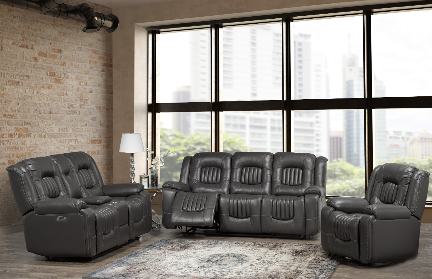 Cooper 3pc Power Recliner Set in Grey