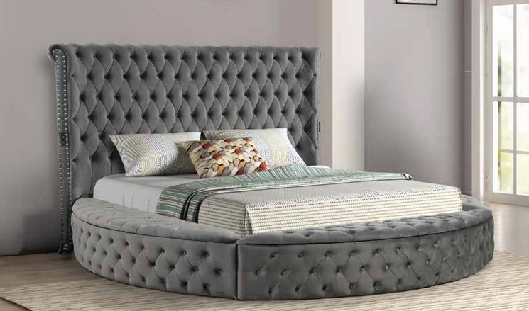 Hazel Round Storage Bed in Grey