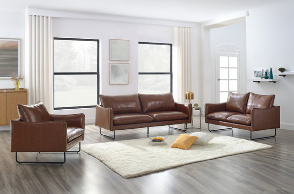 Caramel Leatherette 3pc Sofa Set - T1310