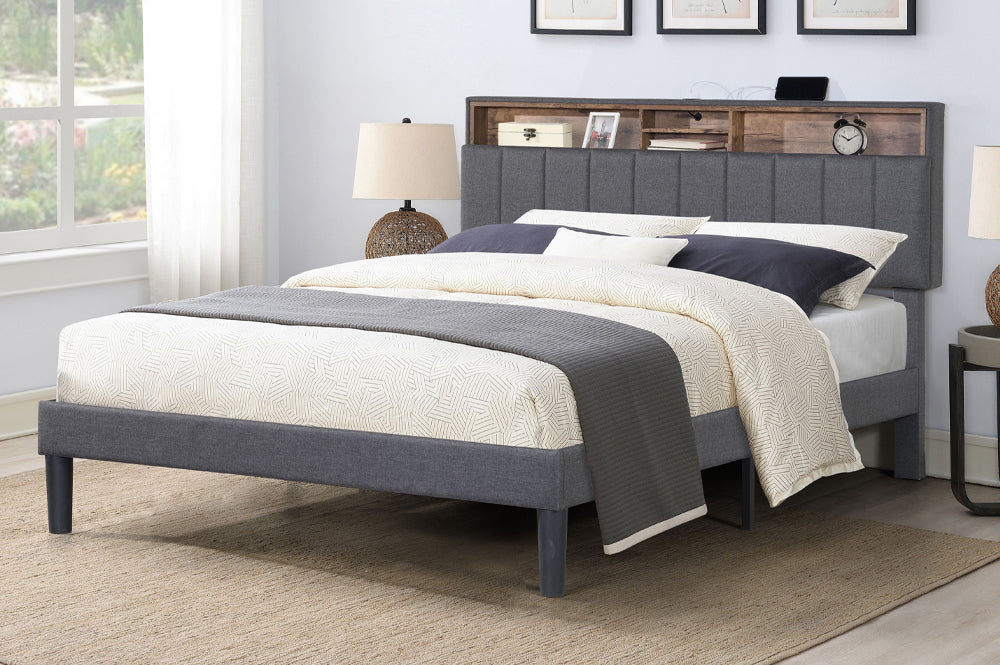 Platform Bed with USB & Storage - T2178