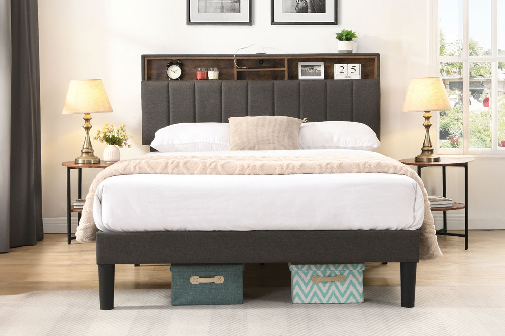 Platform Bed with USB & Storage - T2178
