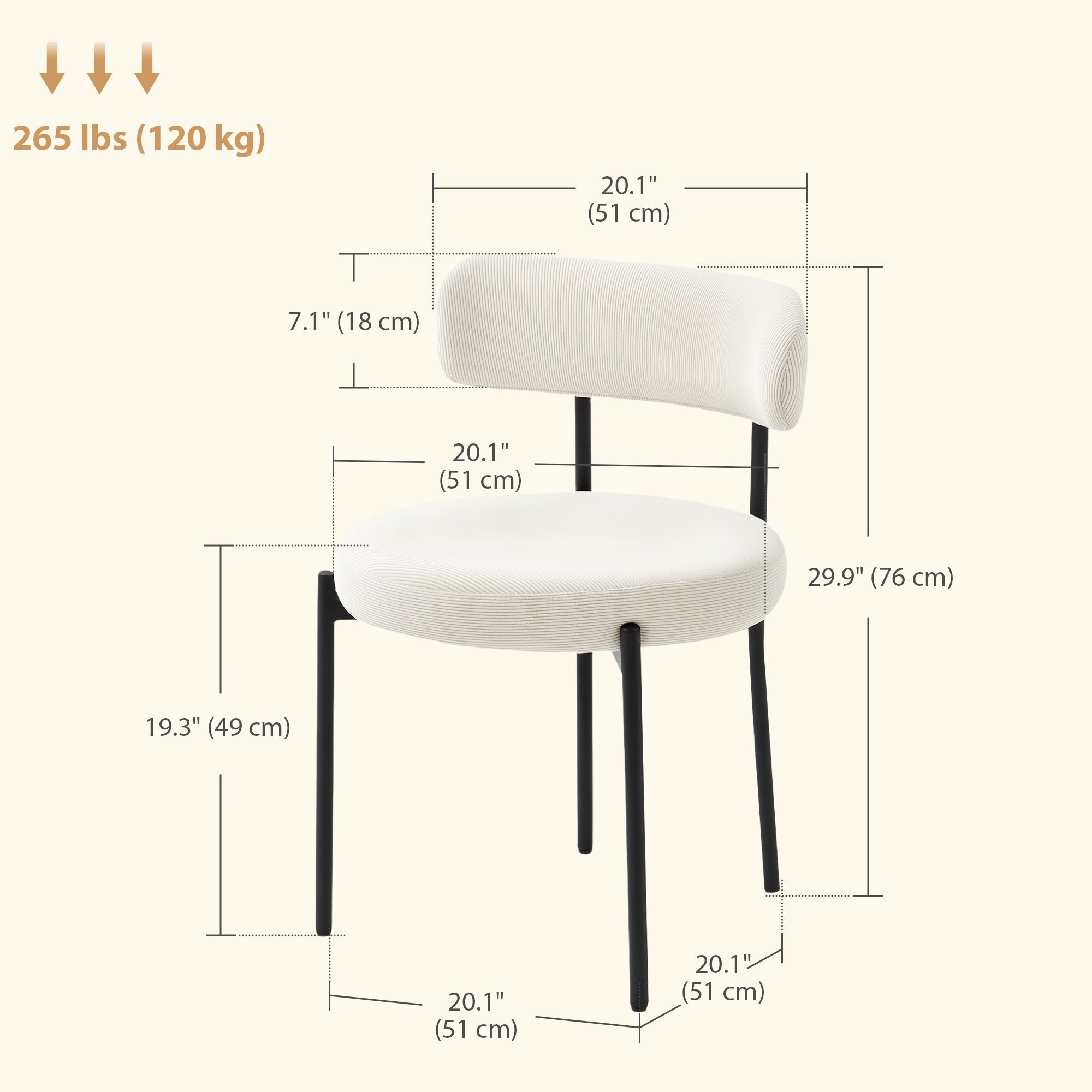 Avery 4 Pieces Modern Dining Chairs with Corduroy Upholstery-Beige