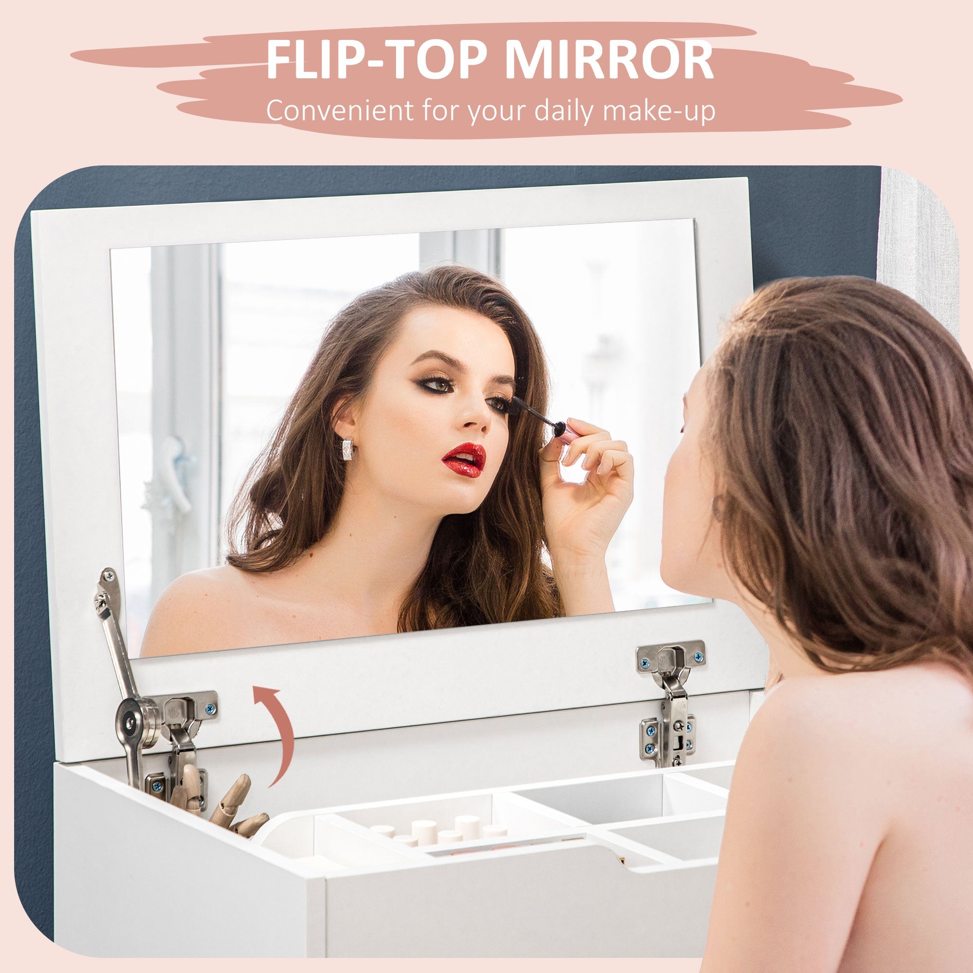 Alice Makeup Vanity Set with Flip Top Mirror-White