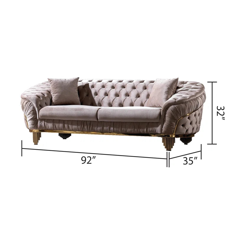 Vanessa 3-Piece Sofa Set in Taupe