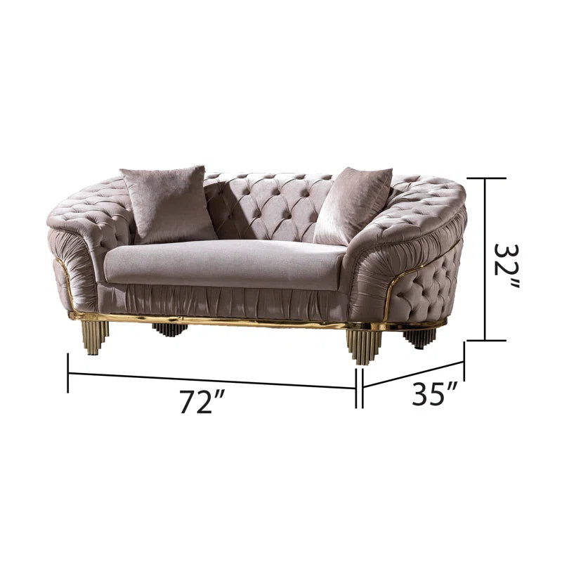 Vanessa 3-Piece Sofa Set in Taupe