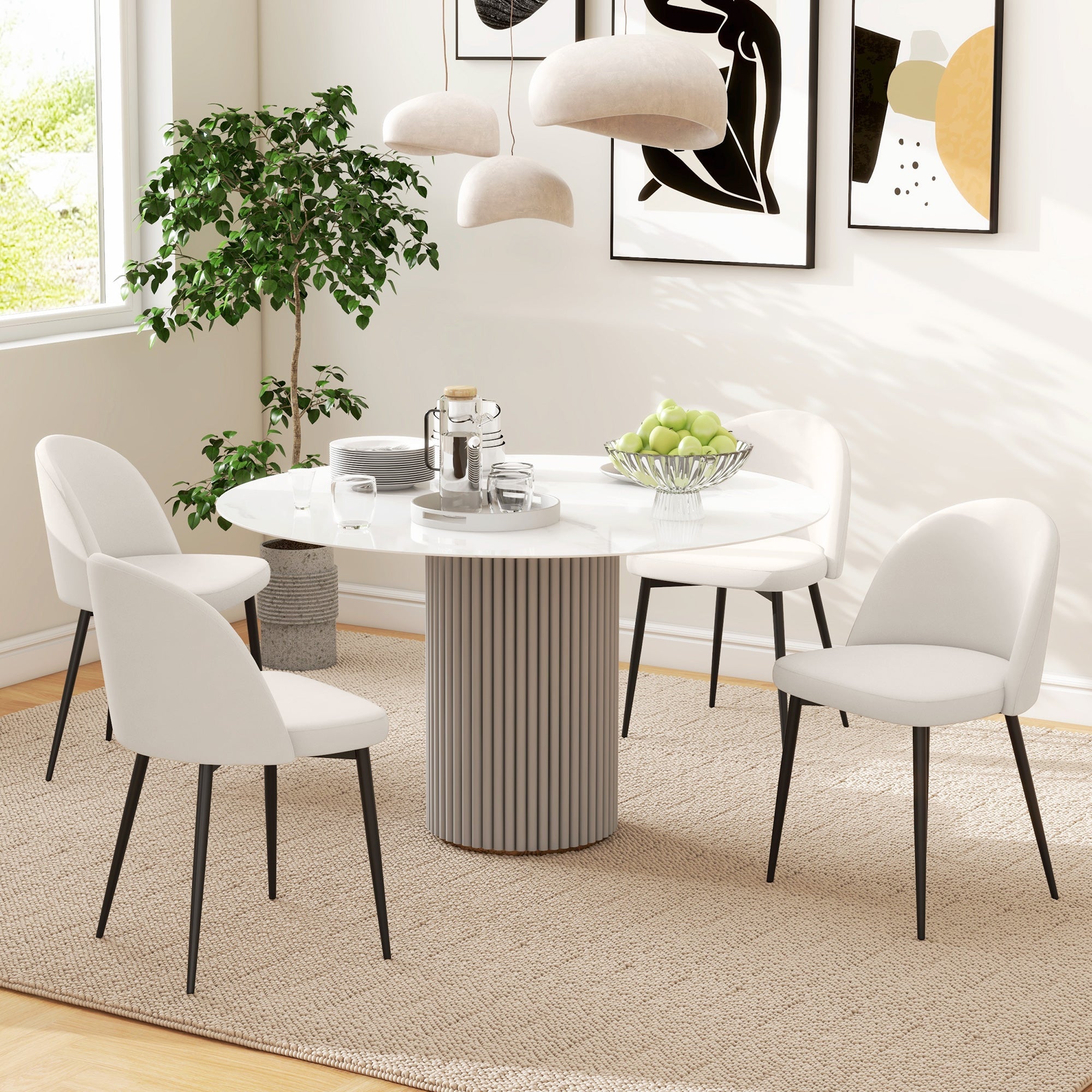 Dylan Set of 2 Mid-Back Dining Chairs-Cream White