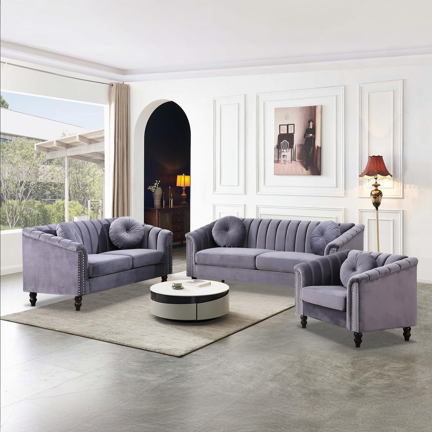 Zena 3pc Sofa Set in Gray
