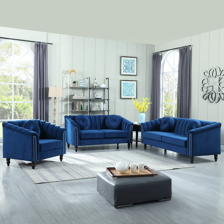 Zena 3pc Sofa Set in Blue