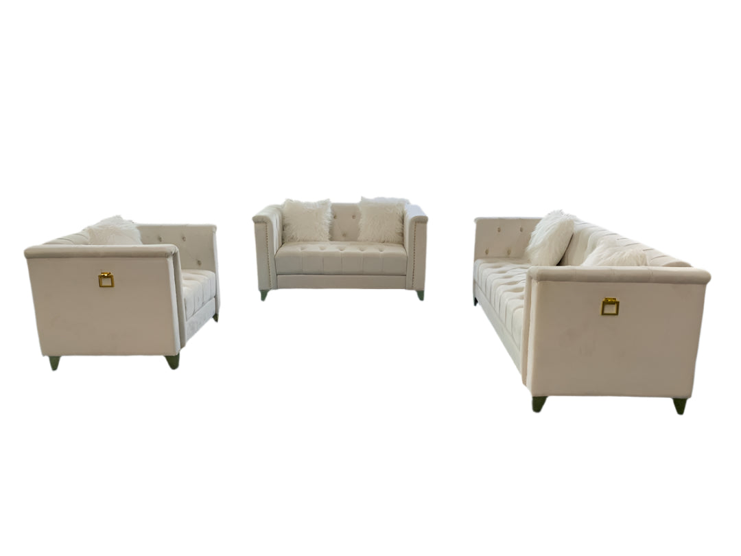 Yasmine 3pc Sofa Set in Beige