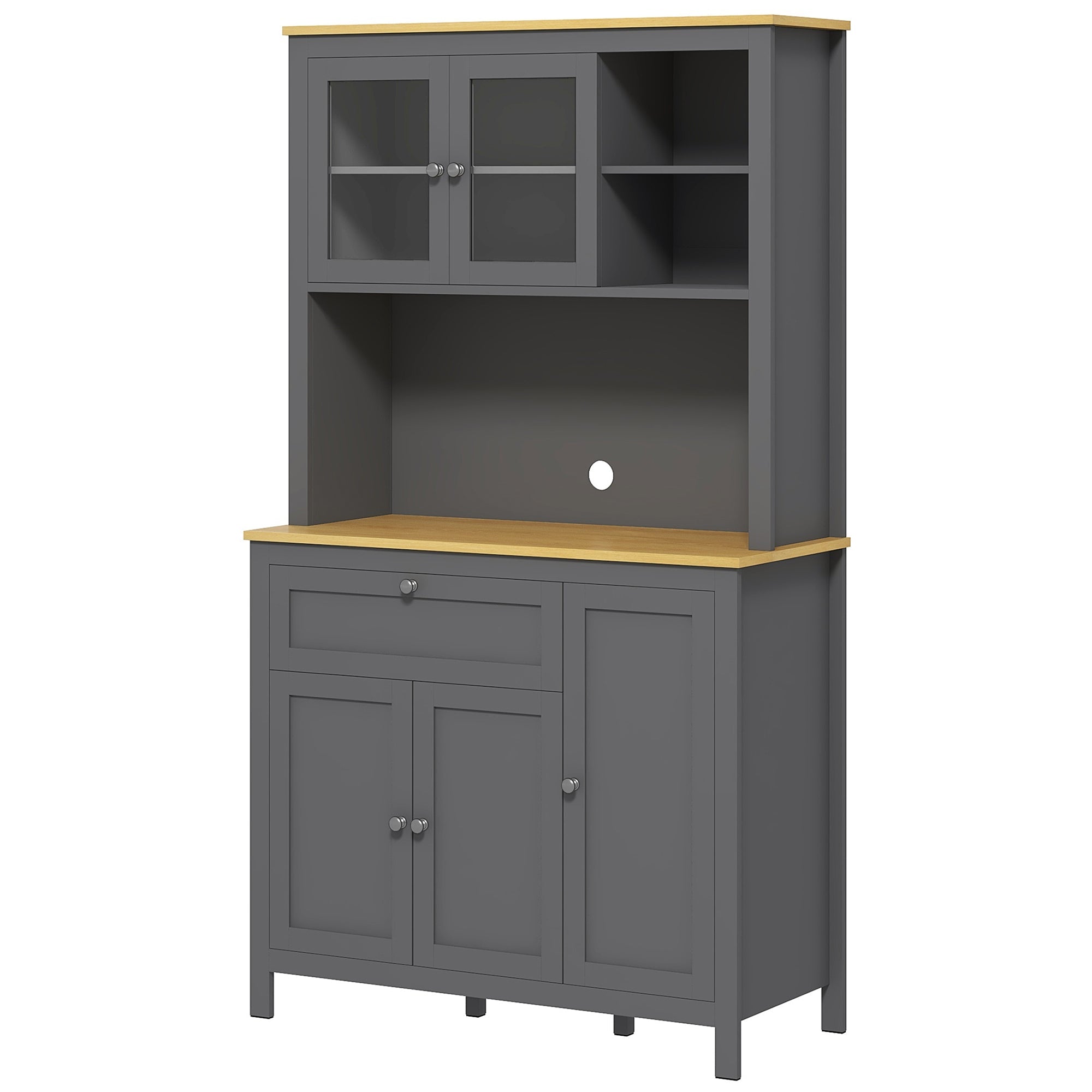 Brooks 71" 5-Door Kitchen/Storage Cabinet with Adjustable Shelves-Grey