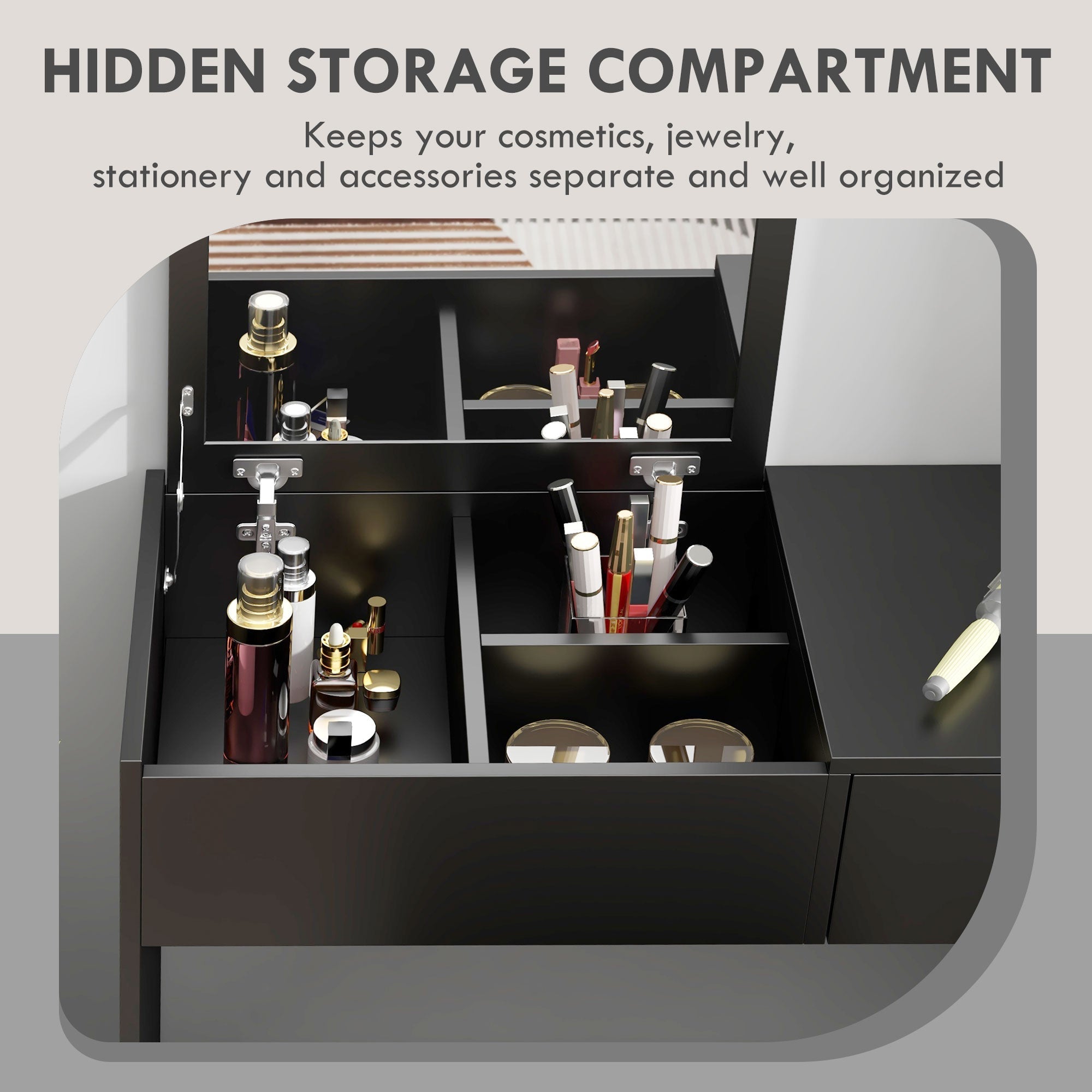 Mia Modern Vanity Set with Flip Top Mirror-Black