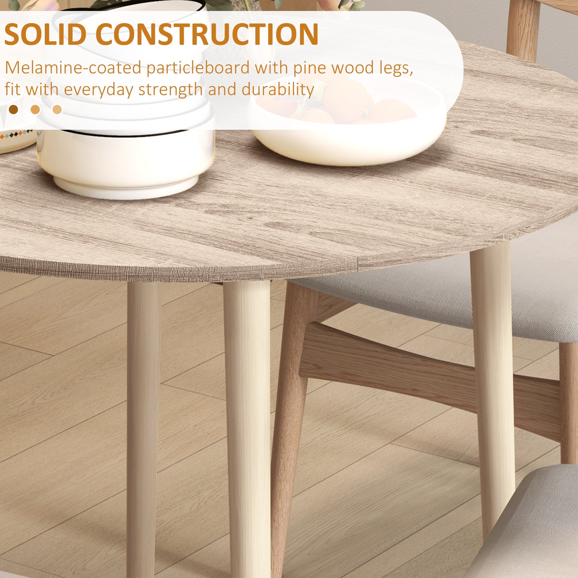 Merrill Round Drop-Leaf/Folding Dining Table for Small Spaces-Oak