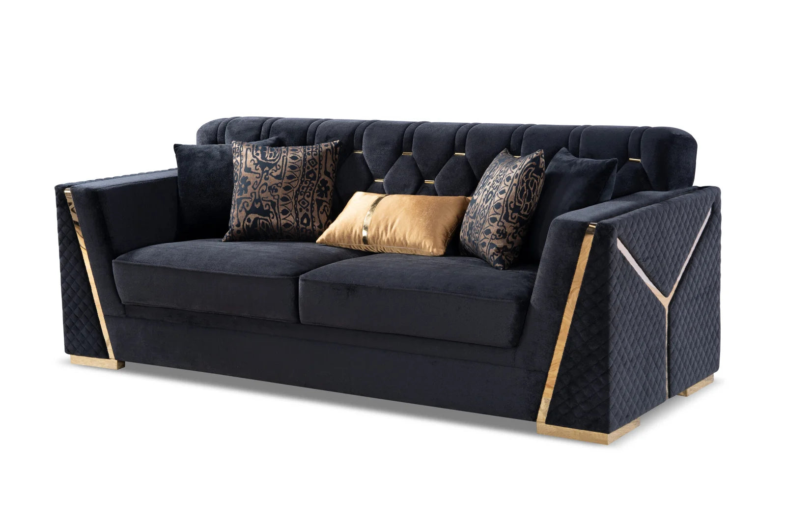 Lena 3pc Sofa Set in Black