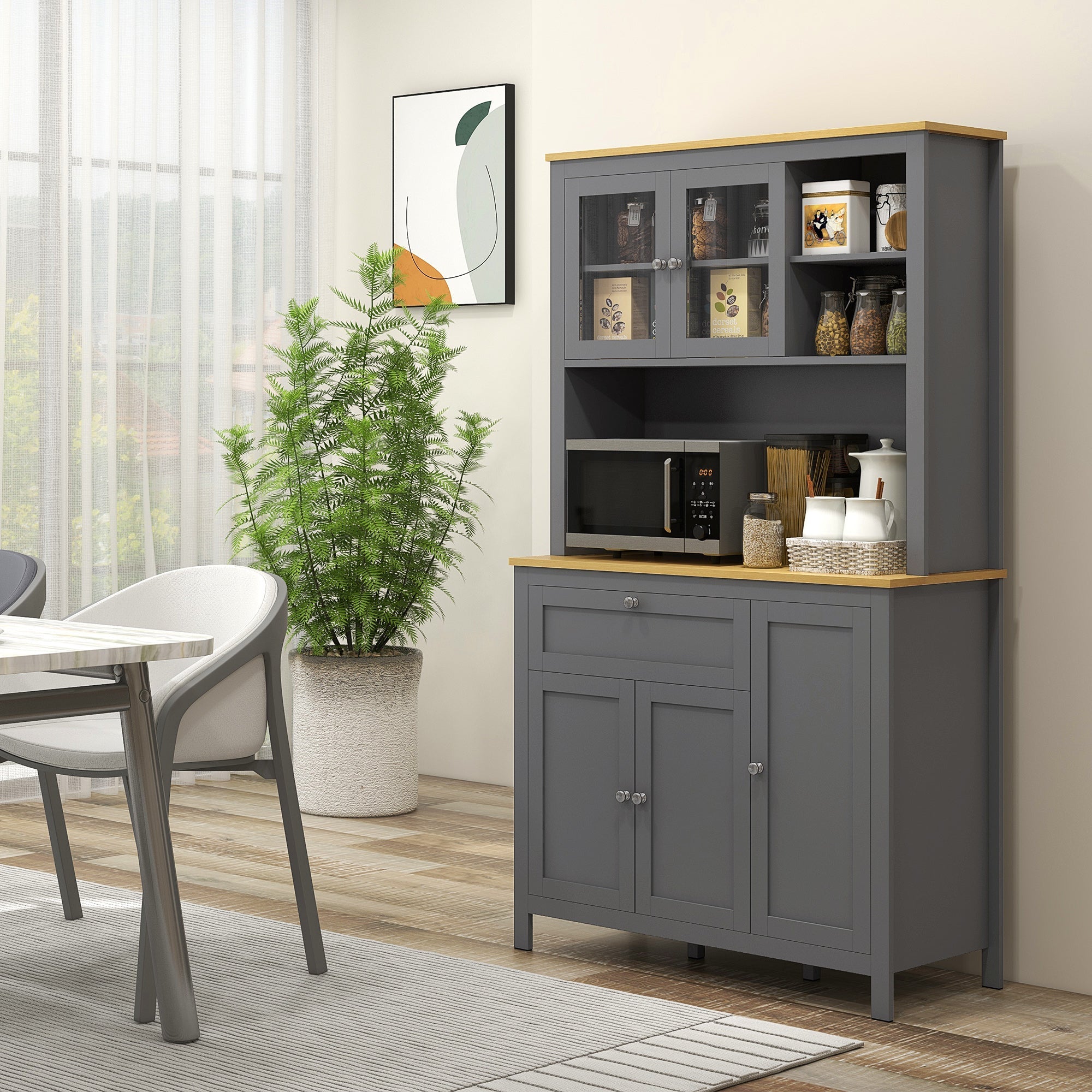 Brooks 71" 5-Door Kitchen/Storage Cabinet with Adjustable Shelves-Grey