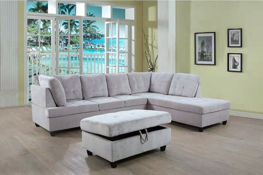 Aruba USB Sectional with Storage Ottoman