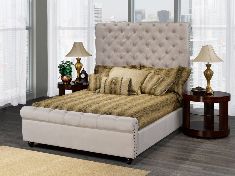 Raleigh Sleigh Bed in Beige