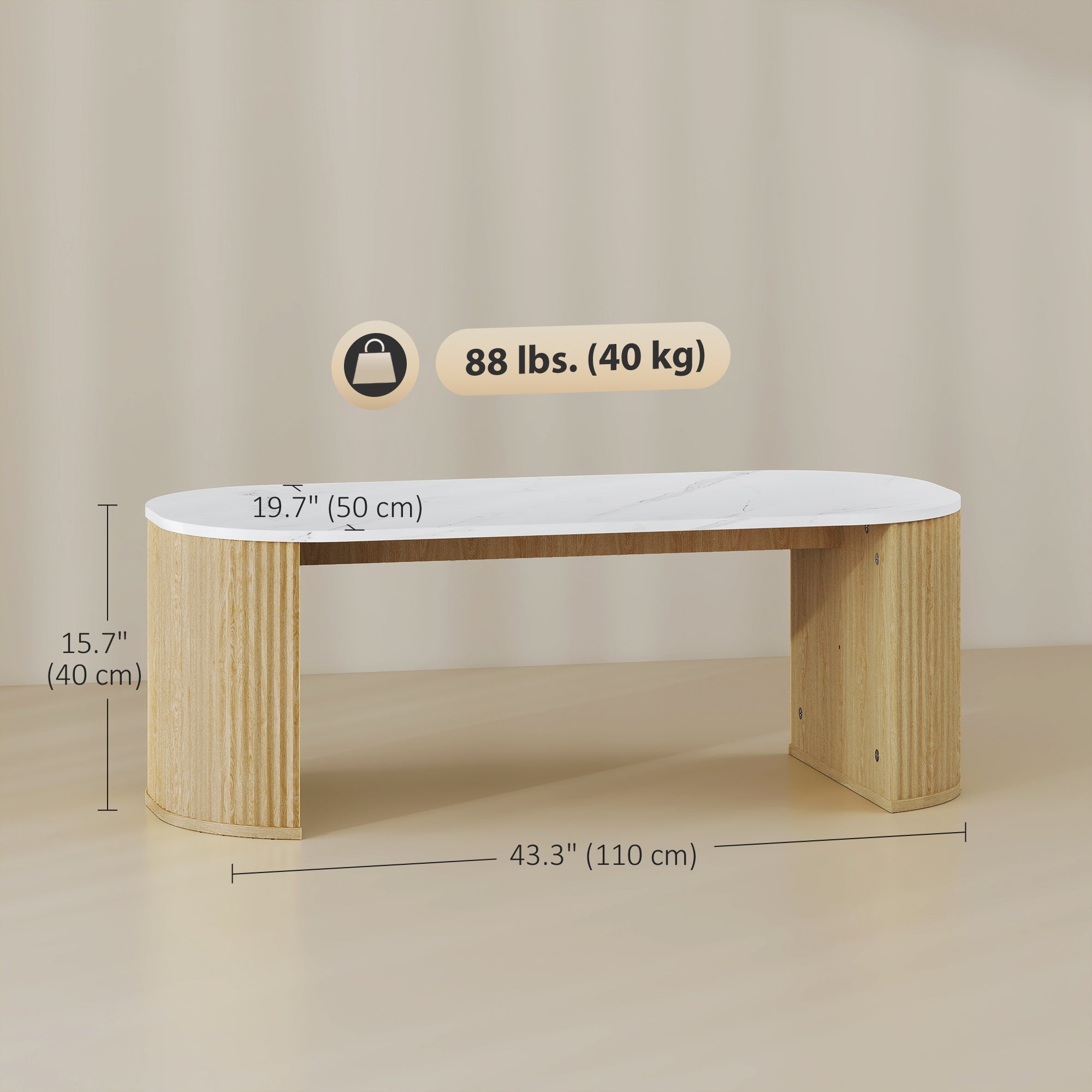 Cameron Modern Faux-Marble Coffee Table-Natural Wood