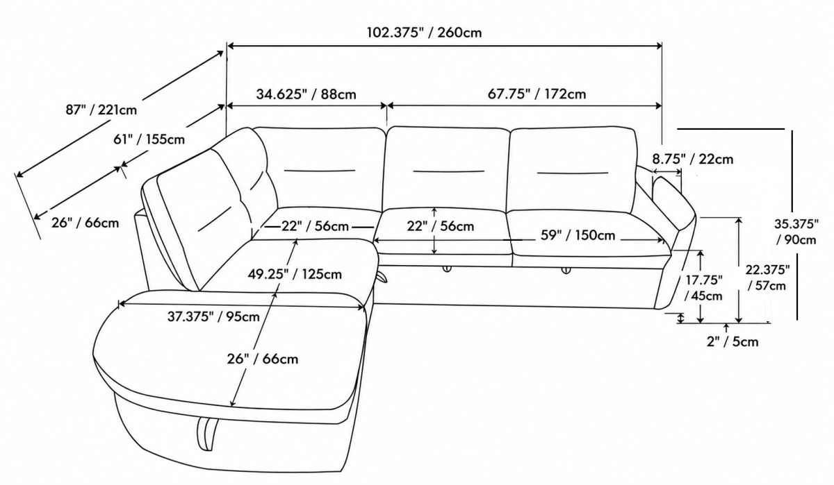 Harmony Sleeper Sectional in Burnt Orange