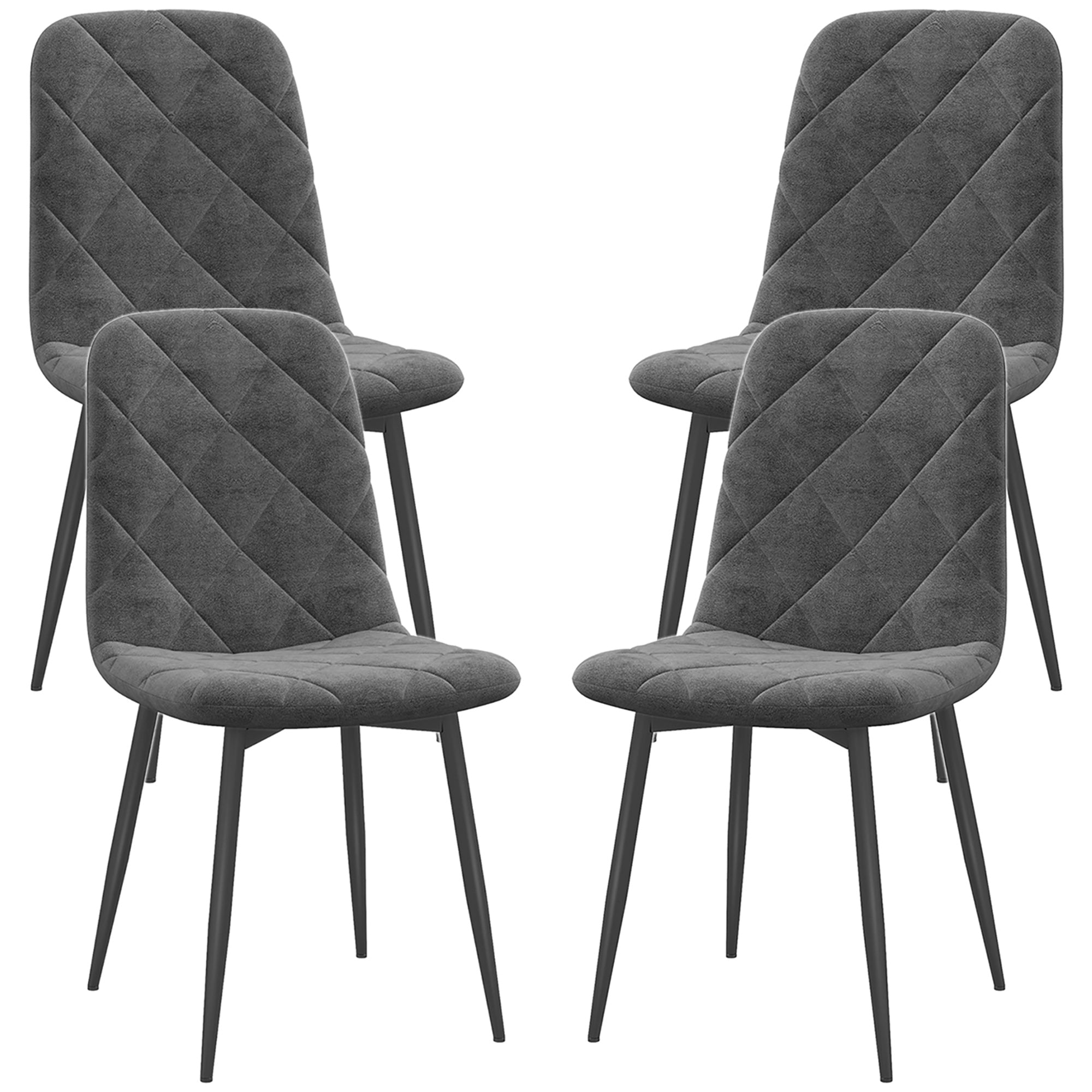 Arbor Upholstered Dining Chairs with Steel Legs-Set of 4-Grey