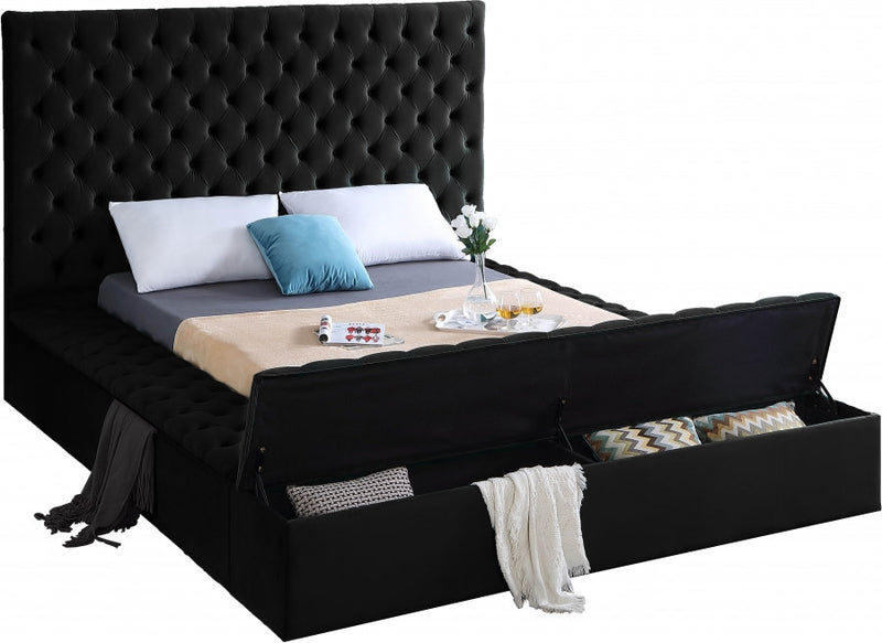 Black Velvet Storage Bed - IF-5793