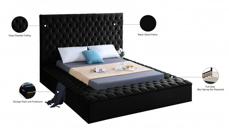 Black Velvet Storage Bed - IF-5793
