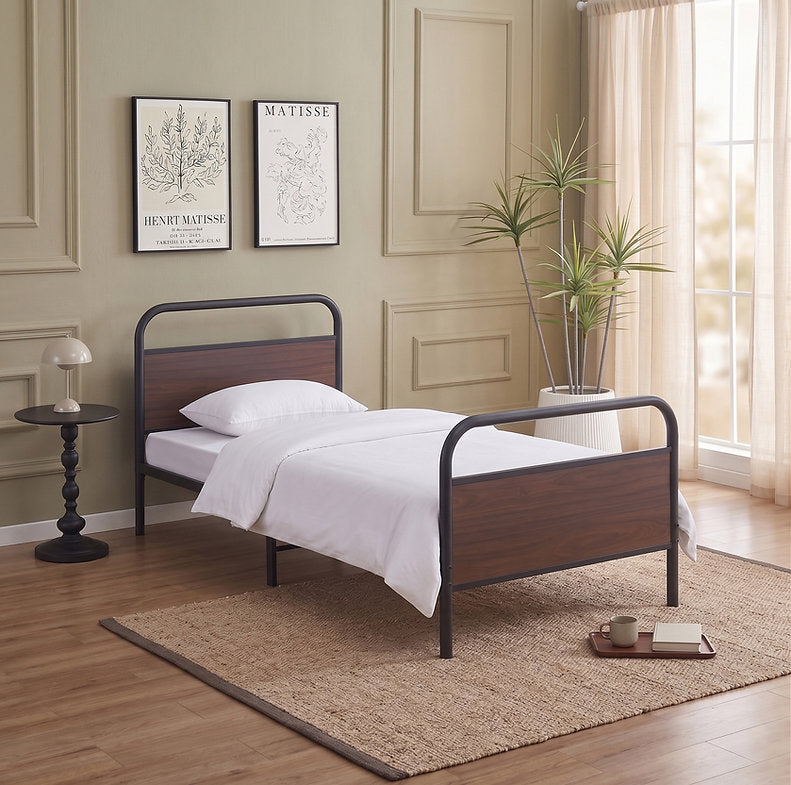 Wood Panel Metal Platform Bed - IF-5255