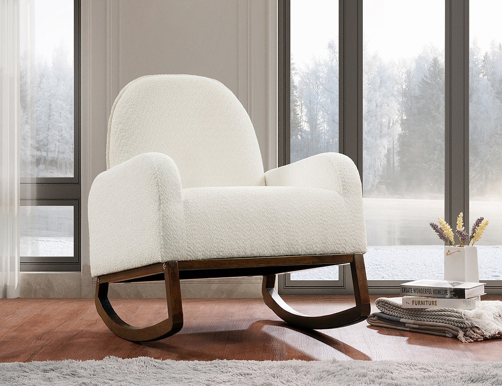 Beige Boucle Rocking Chair - IF-663