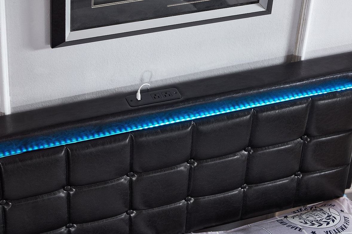 Vegan Leather LED Storage Bed - IF-5400