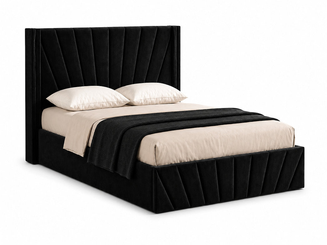 Black Velvet Lift-up Storage Bed - IF-5873