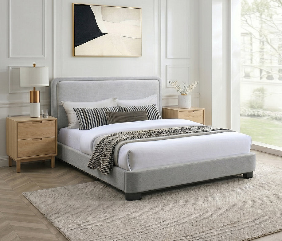 Grey Fabric Platform Bed - IF-5911