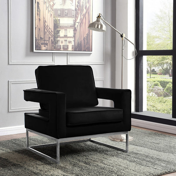 Black Velvet Accent Chair - IF-6851