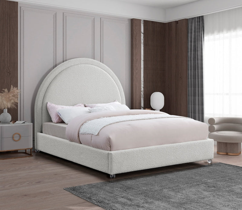White Boucle Platform Bed - IF-5205