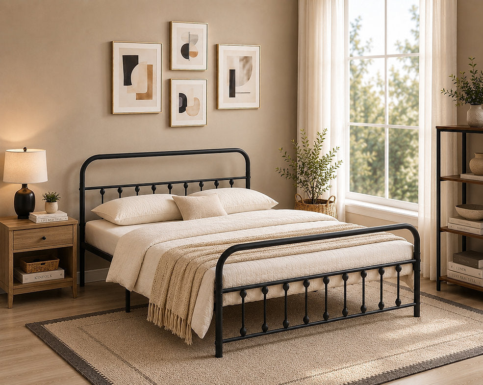 Black Metal Platform Bed - IF-5252