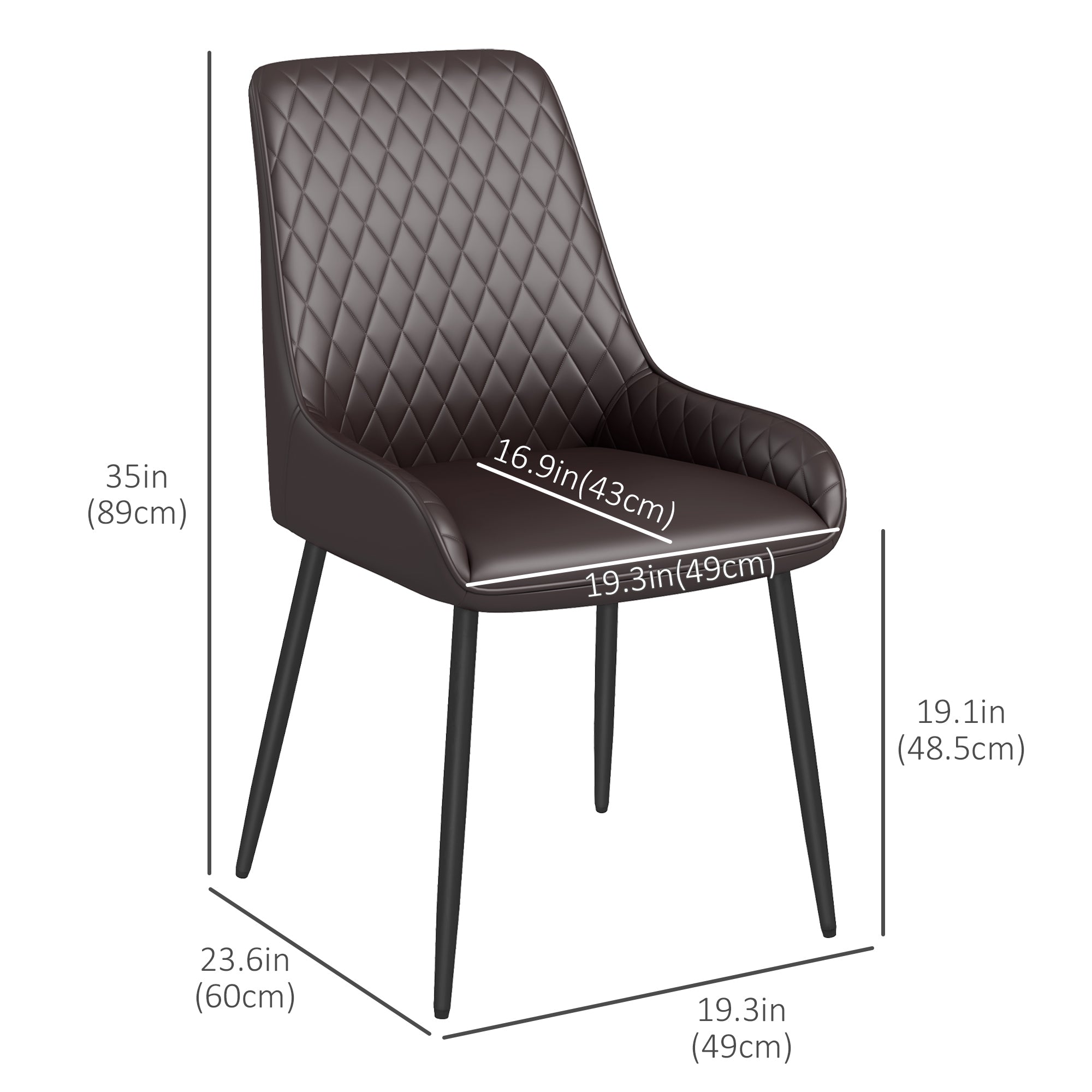 Blake Vegan Leather Modern Dining Chairs with Diamond Tufting-Set of 4-Brown